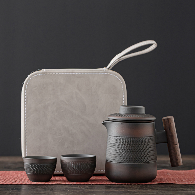 Korean Tea Set - الراقية الأرجواني الفخار الرجعية مجموعة في