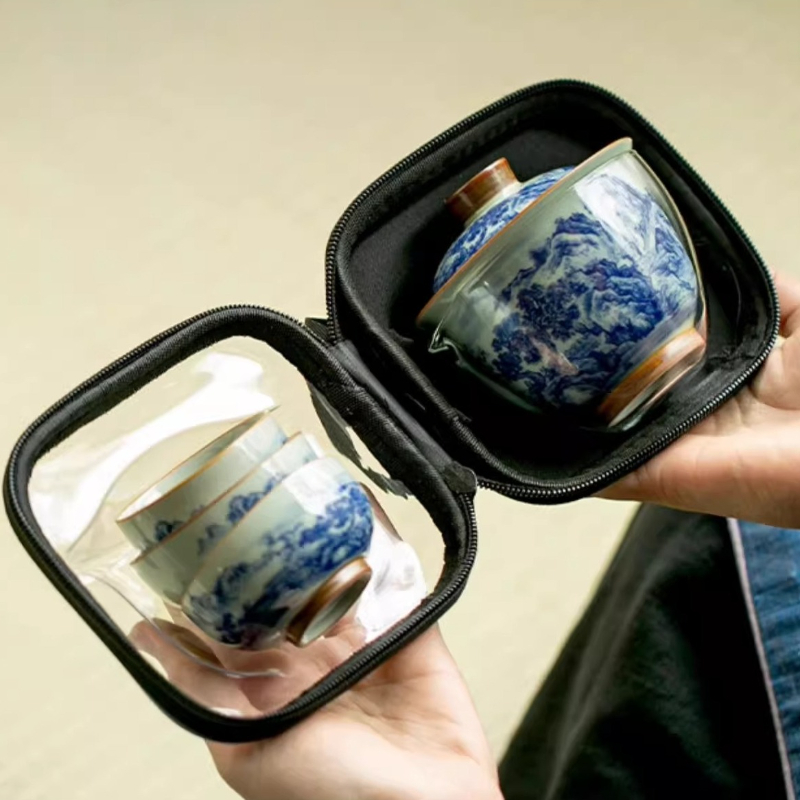 الصينية الرجعية الأزرق والأبيض - مراجعة Korean Tea Set وسعره