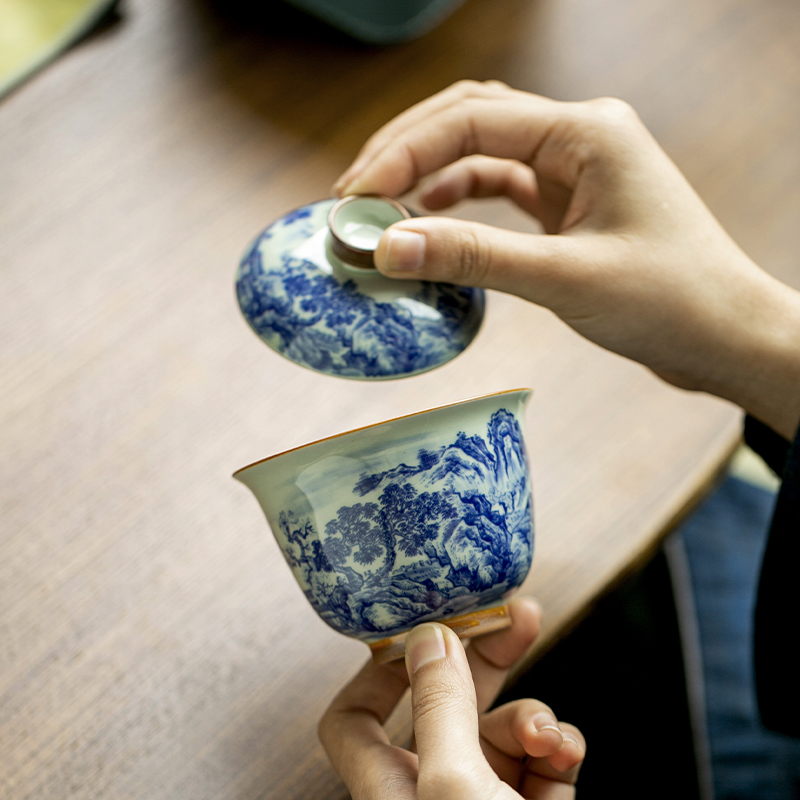 الصينية الرجعية الأزرق والأبيض - مراجعة Korean Tea Set وسعره